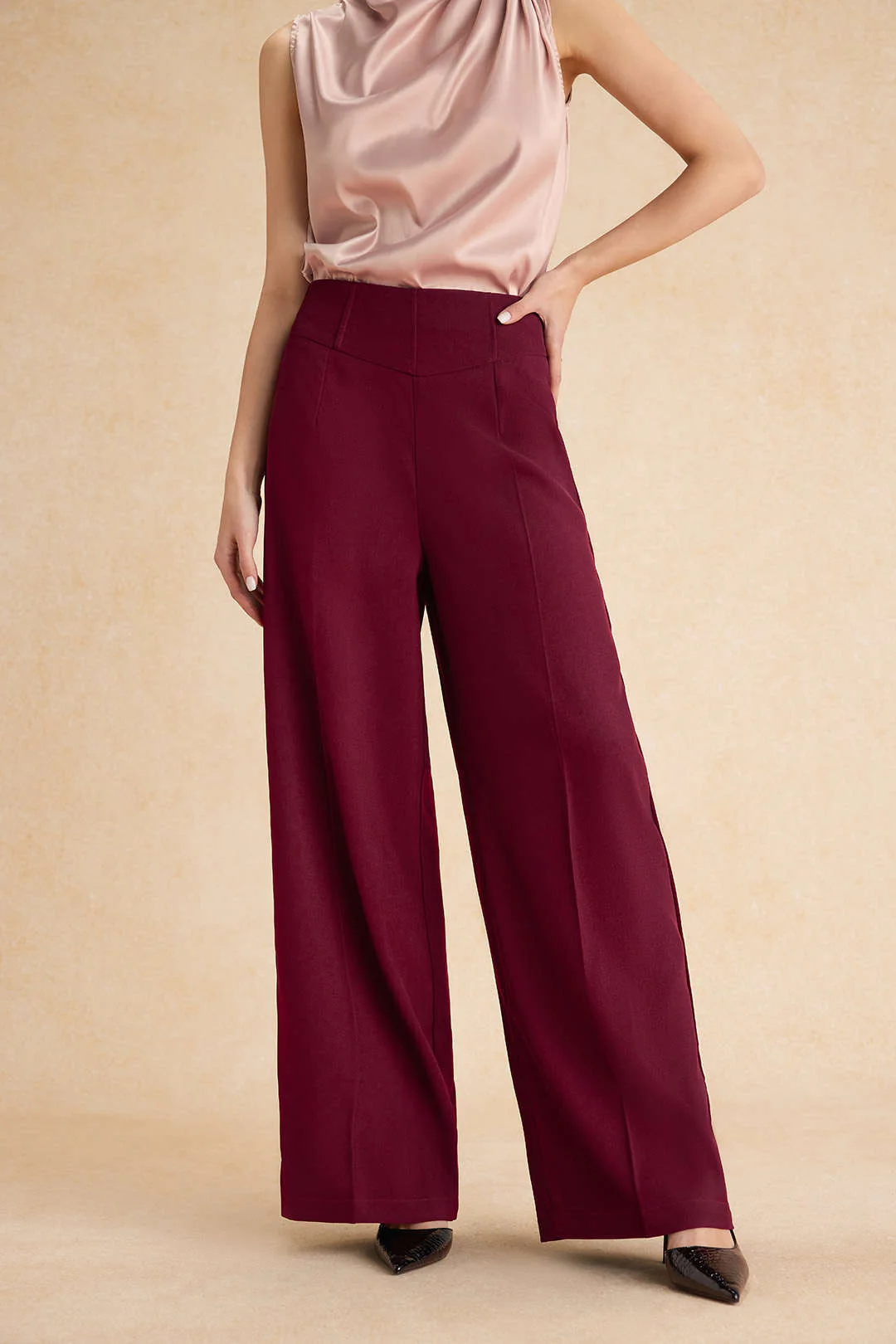 Basic High-Waisted Wide Leg Trousers - Image 8