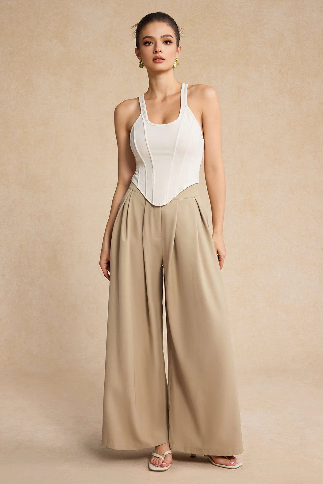 Wide Leg Pleated Trousers - Image 5