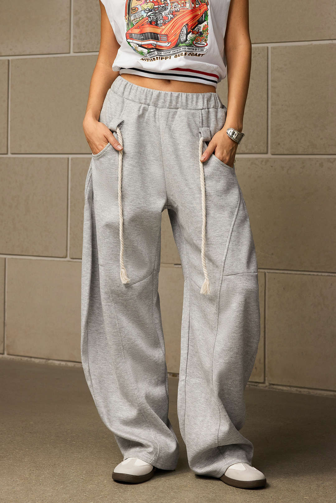 Drawstring Wide Leg Trousers - Image 5