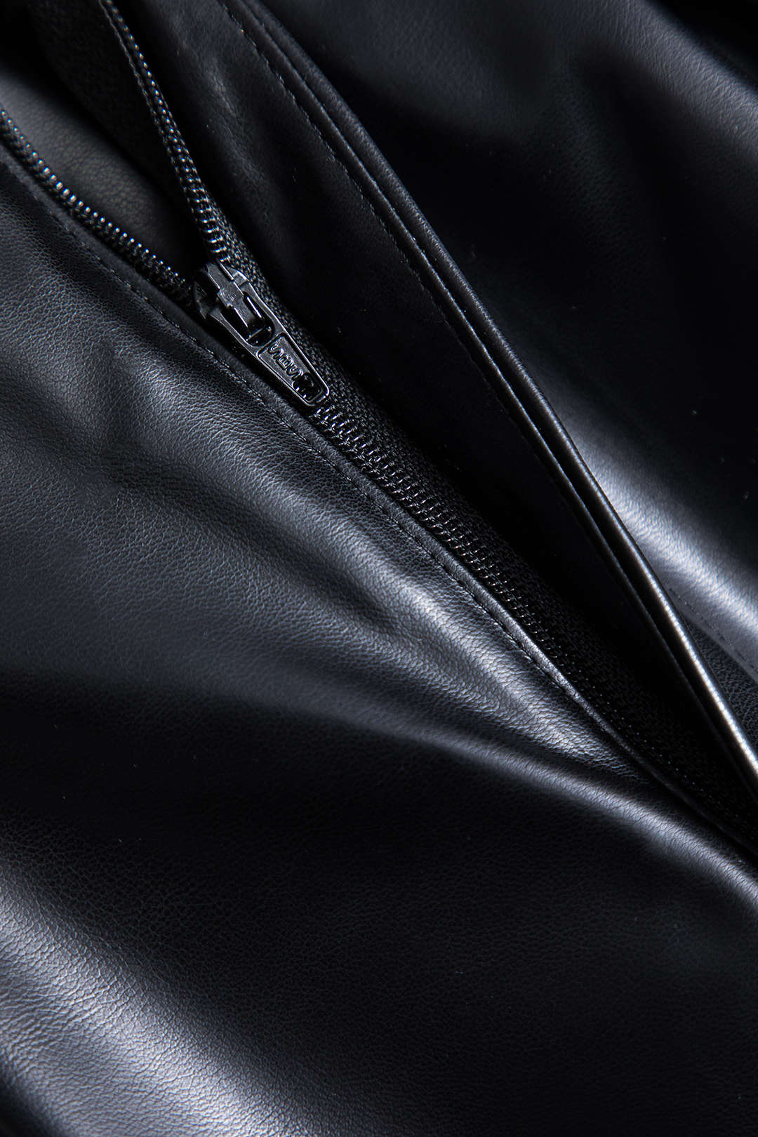 Faux Leather Linen High Waist Patchwork Trousers - Image 3
