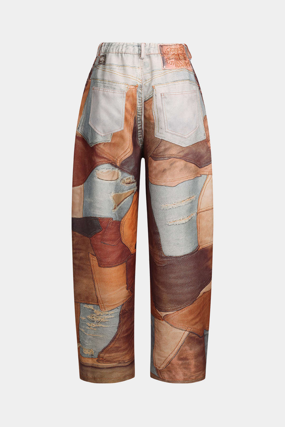 Color Block Button Wide Leg Trousers - Image 3