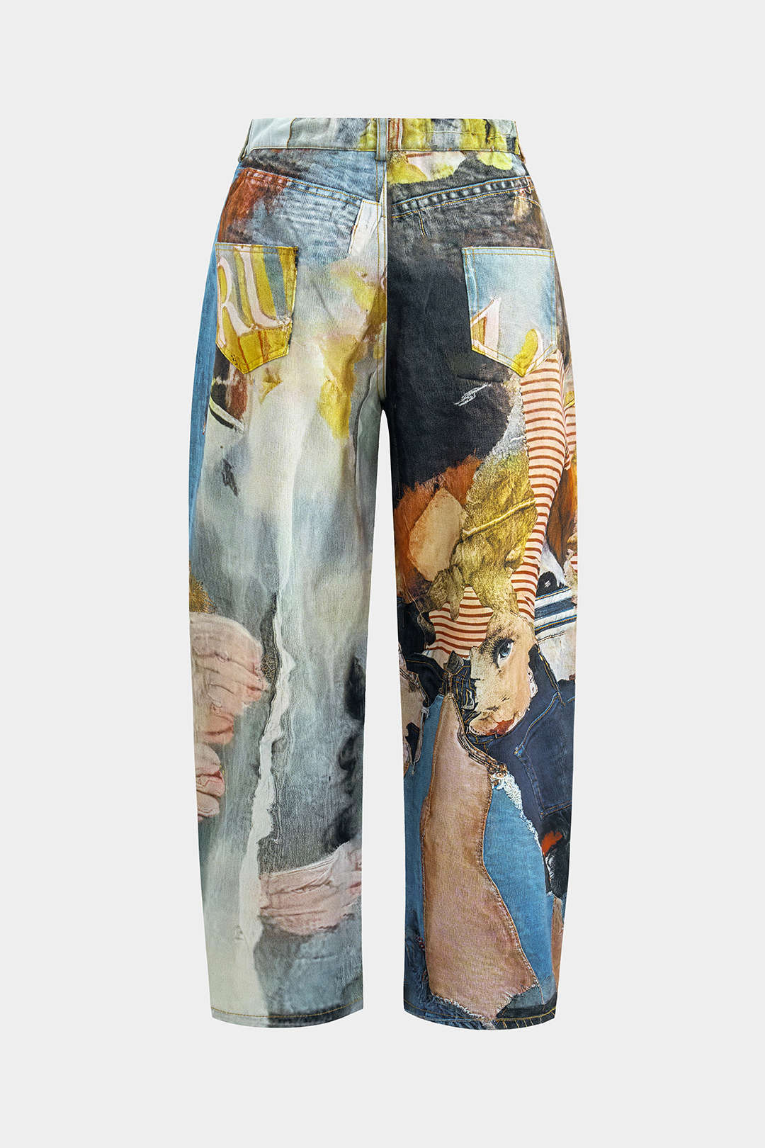 Abstract Print Button Wide Leg Trousers - Image 3