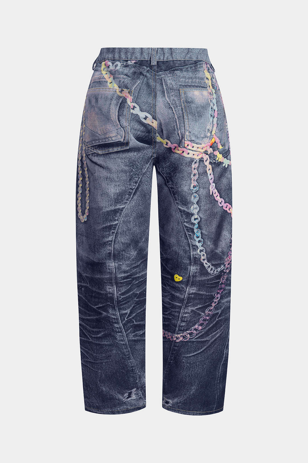 Abstract Print Button Wide Leg Trousers - Image 9