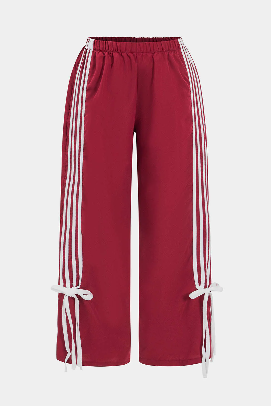 Plus Size Contrast Bow Patchwork Trousers