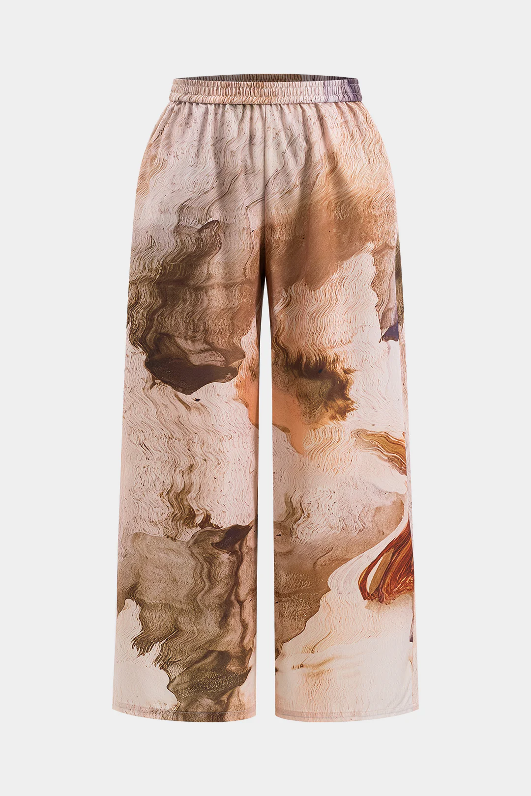 Plus Size Retro Print Wide Leg Trousers