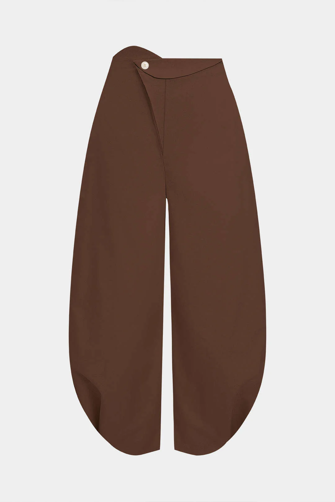 Linen Button Asymmetrical Ruched Barrel Trousers - Image 11