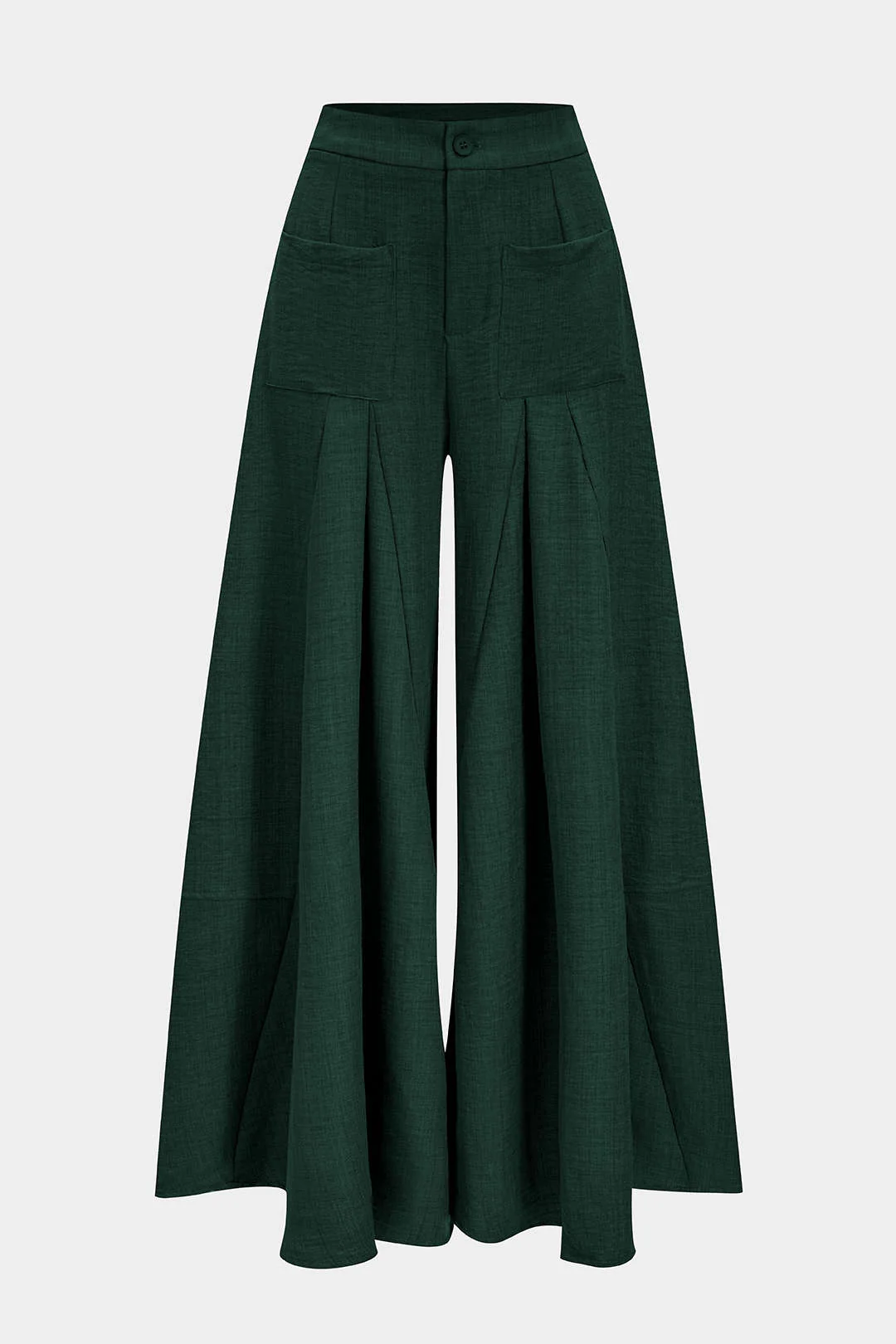 Ruched Zipper Pocket Wide Leg Trousers