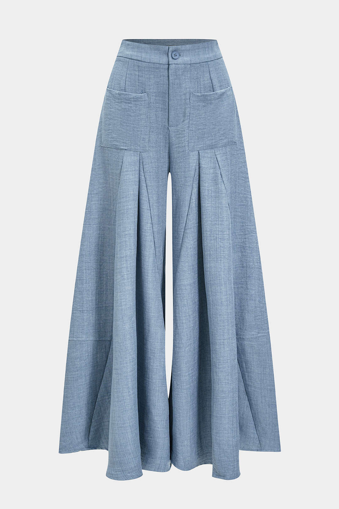 Ruched Zipper Pocket Wide Leg Trousers - Image 3