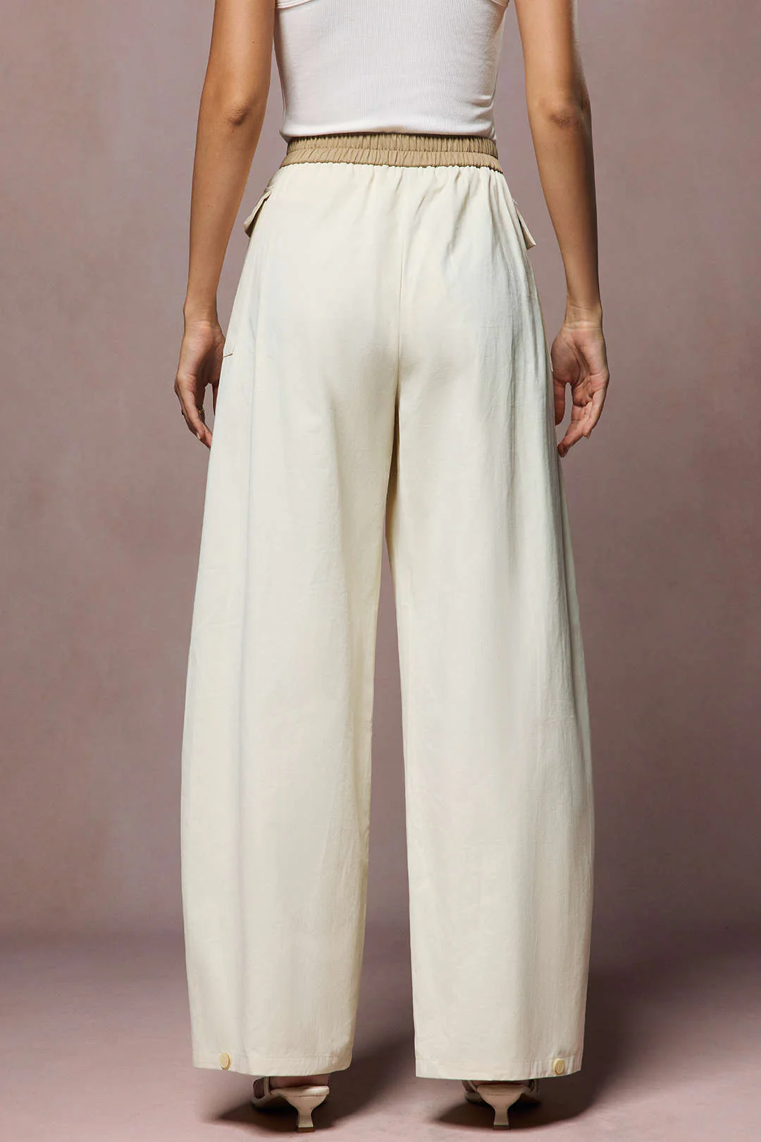 Asymmetrical Button Wide Leg Trousers - Image 9