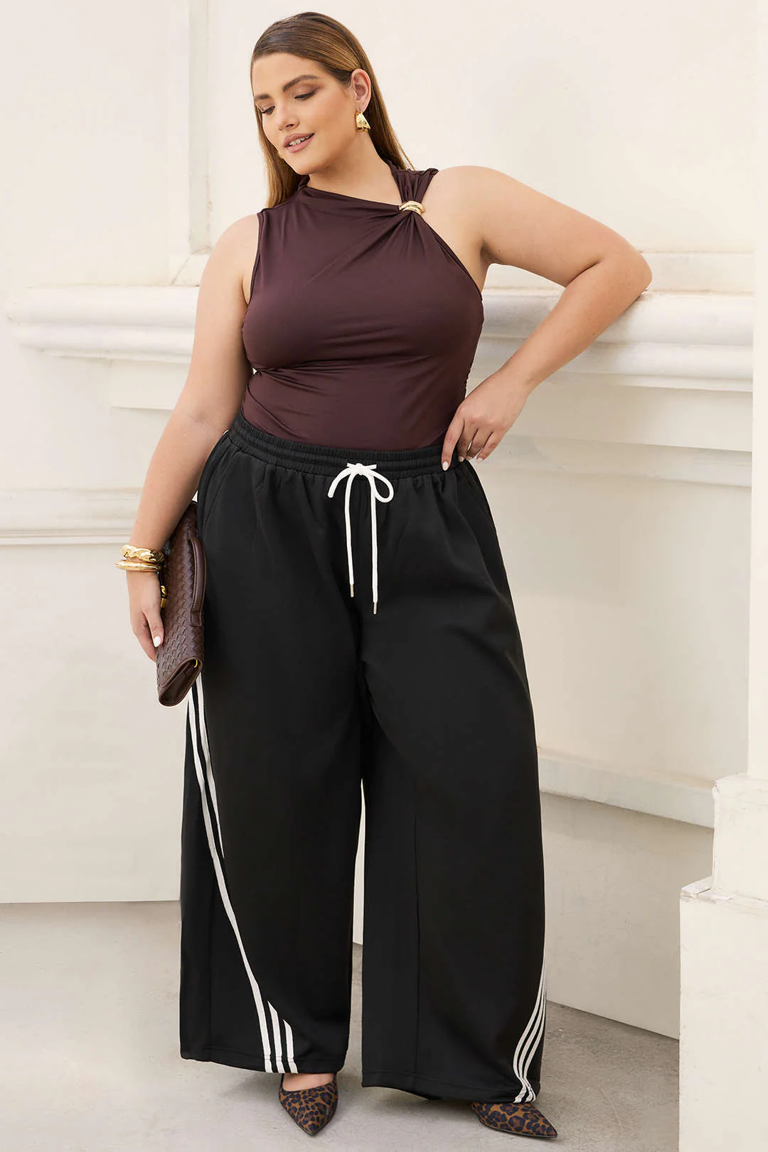 Plus Size Contrast Barrel Trousers - Image 4