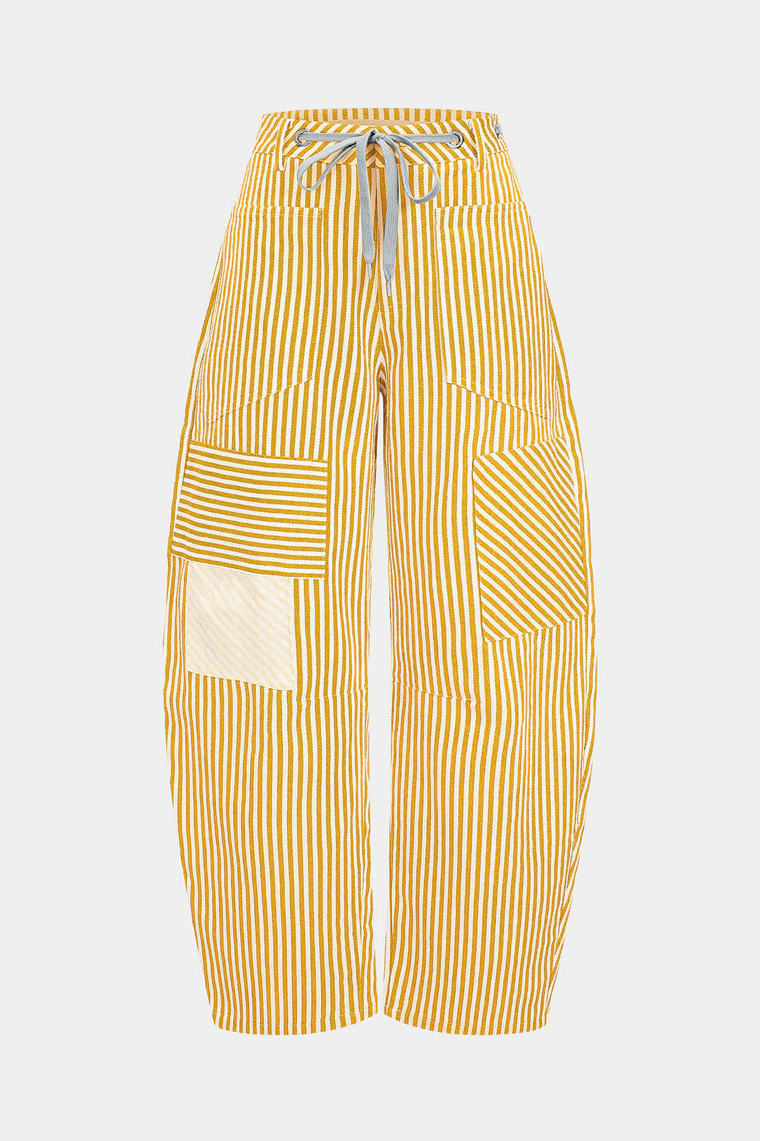 Stripe Print Pocket Drawstring Barrel Trousers - Image 14
