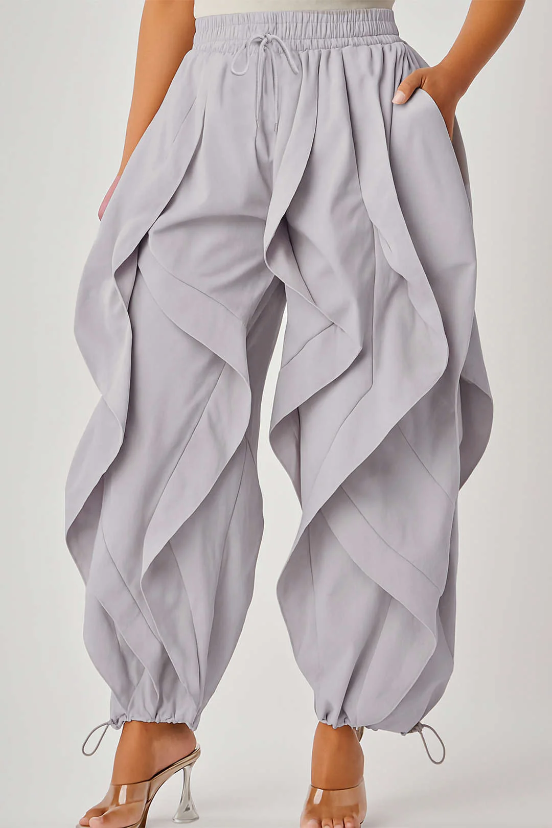 Drawstring Ruffle Trousers