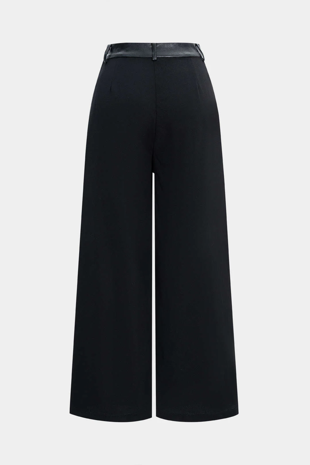 Faux Leather Patchwork Wide Leg Trousers - Image 2