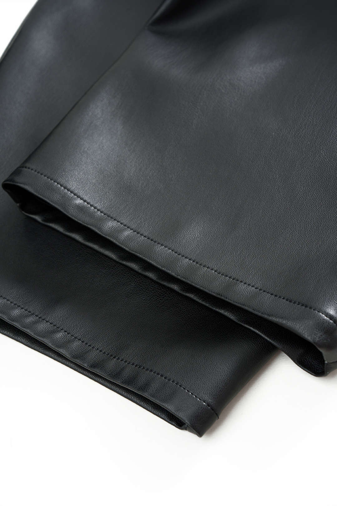 Faux Leather Braided Belted High Waist Barrel Trousers - Image 5