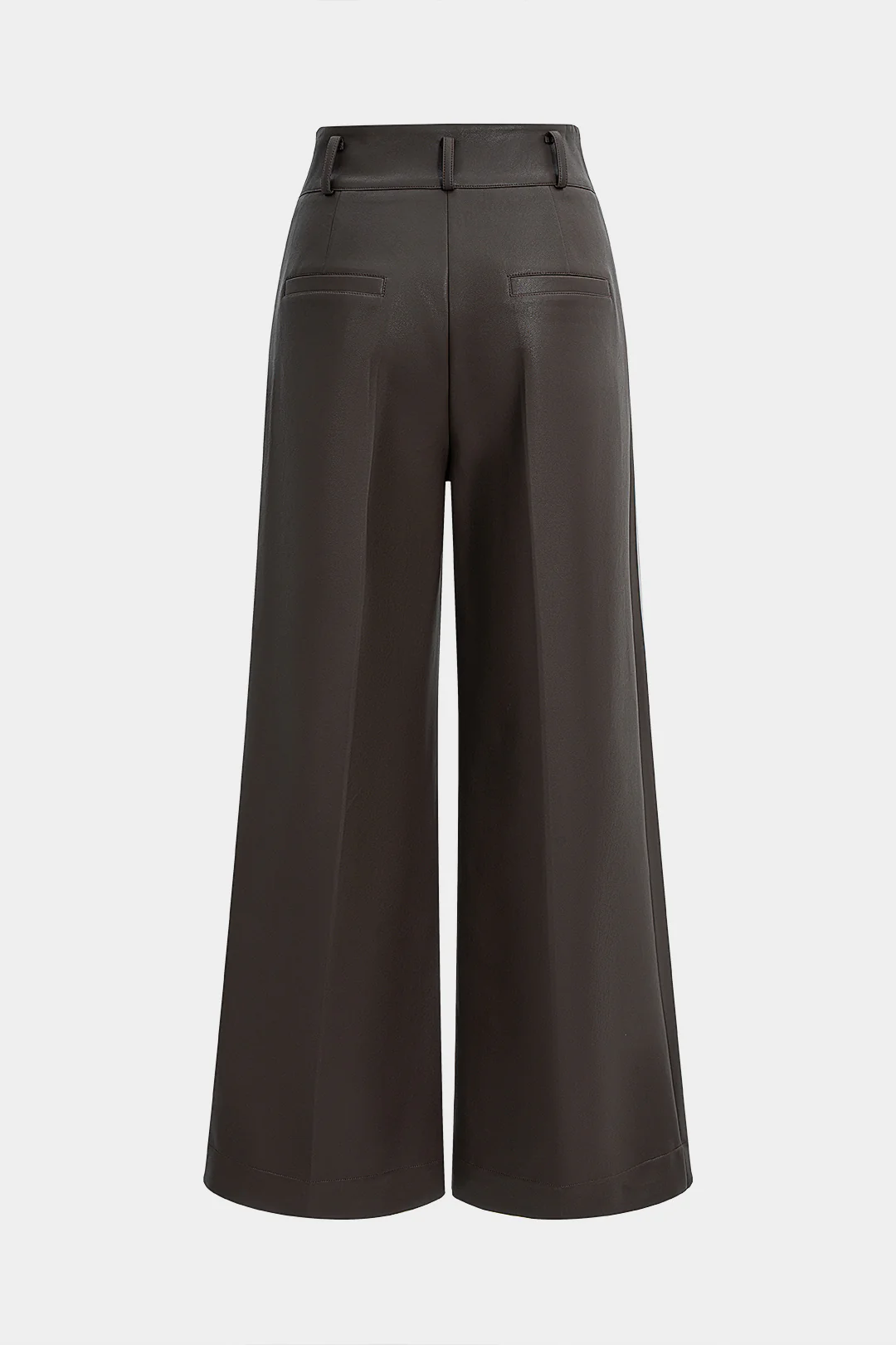 Faux Leather Metallic Button Straight Leg Trousers - Image 6
