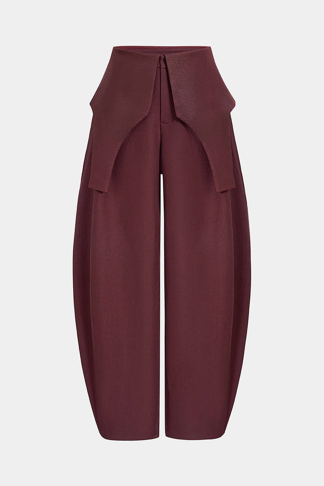 Satin Patchwork Zipper Barrel Trousers - Image 10