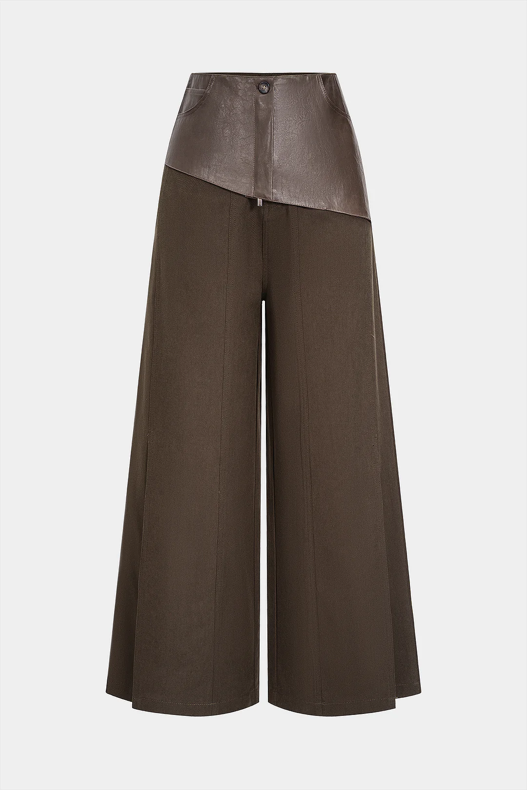 Faux Leather Patchwork Zipper Pocket Trousers - Image 6