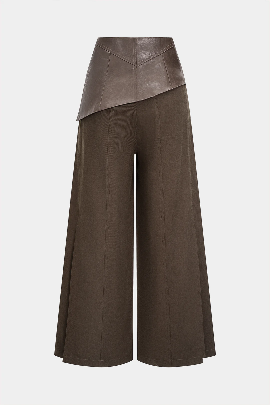Faux Leather Patchwork Zipper Pocket Trousers - Image 7