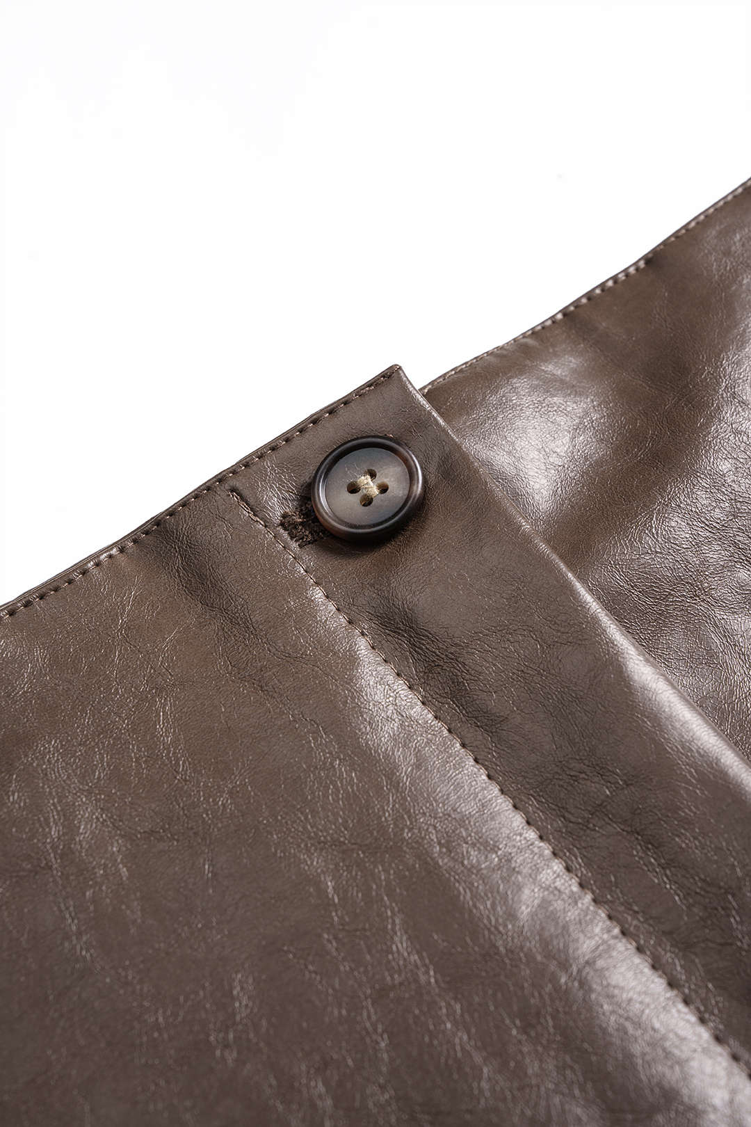 Faux Leather Patchwork Zipper Pocket Trousers - Image 9
