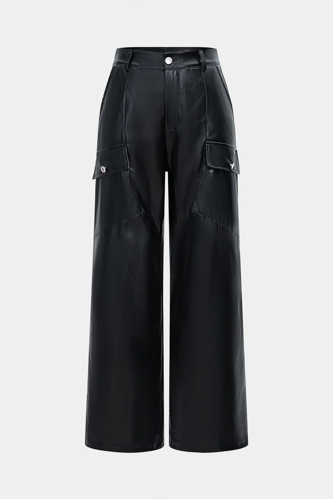 Faux Leather Straight Leg Pocket Trousers