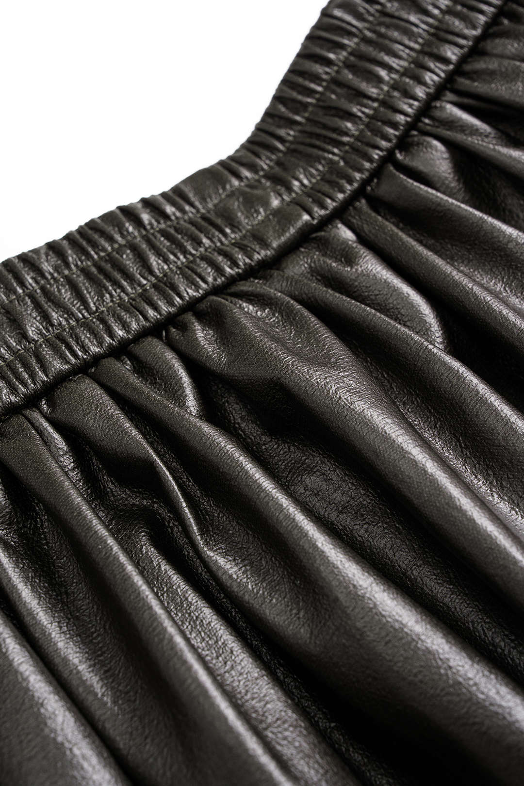 Faux Leather Ruched Wide Leg Trousers - Image 3