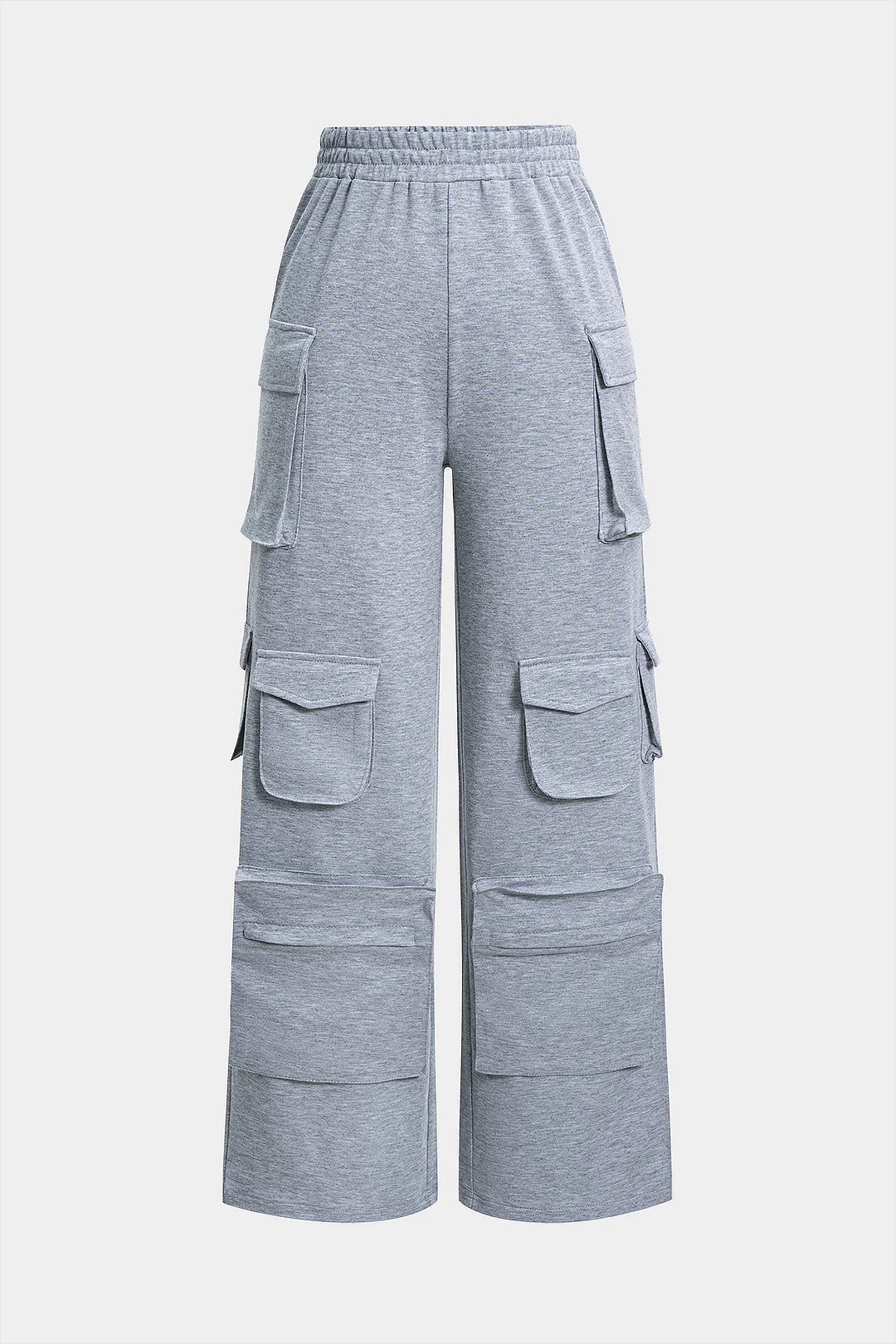 Pocket Shirred Waistband Straight Leg Pants