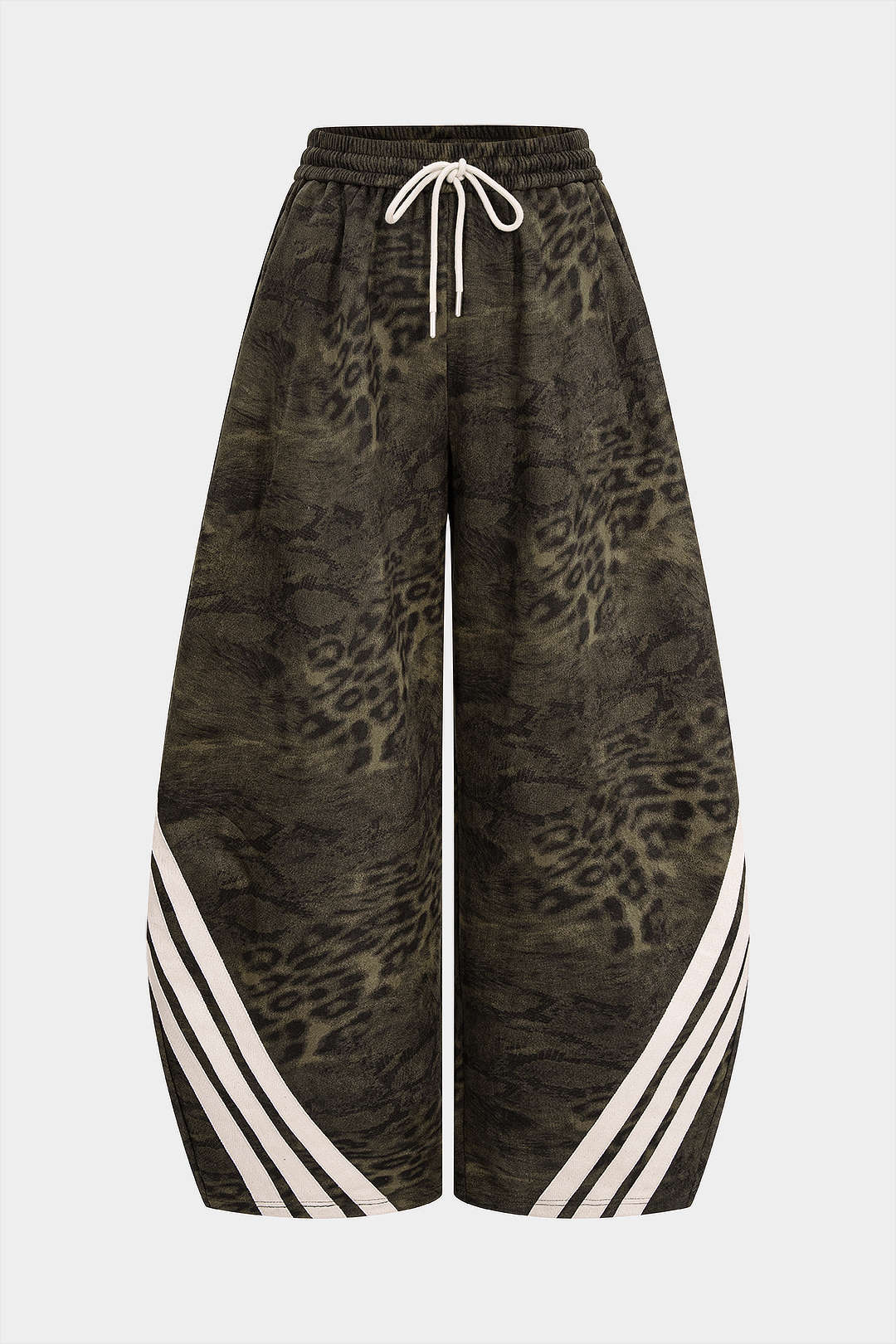 Suede Leopard Print Wide Leg Trousers - Image 7