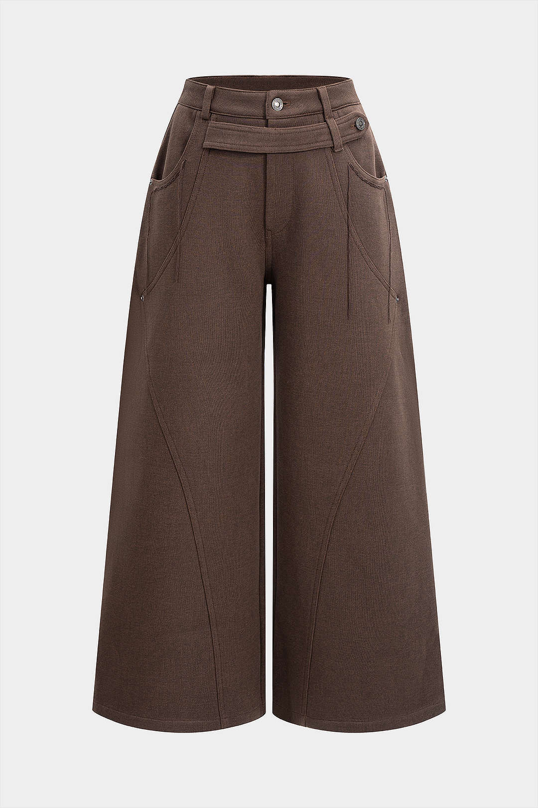 Solid Pocket Wide Leg Pants