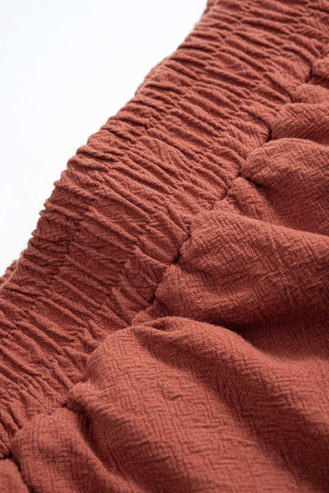Shirred Waistband Frayed Splicing Pants - Image 3