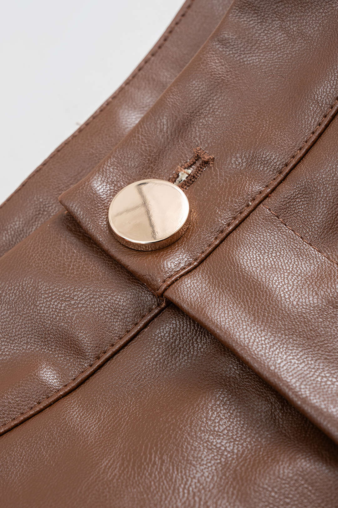 Faux Leather Ruched Pocket Wide Leg Pants - Image 3