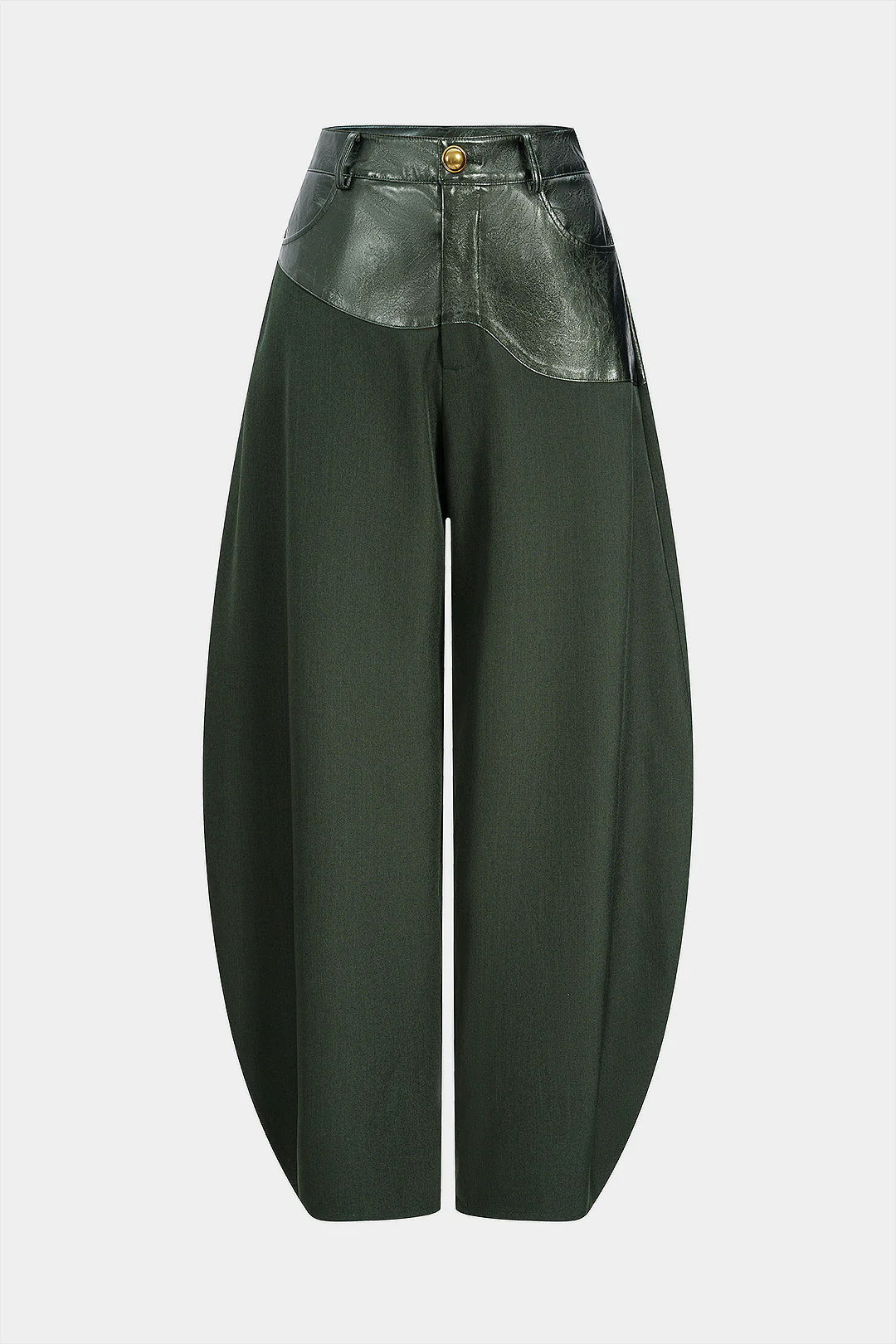 Faux Leather Patchwork Zipper Pocket Pants