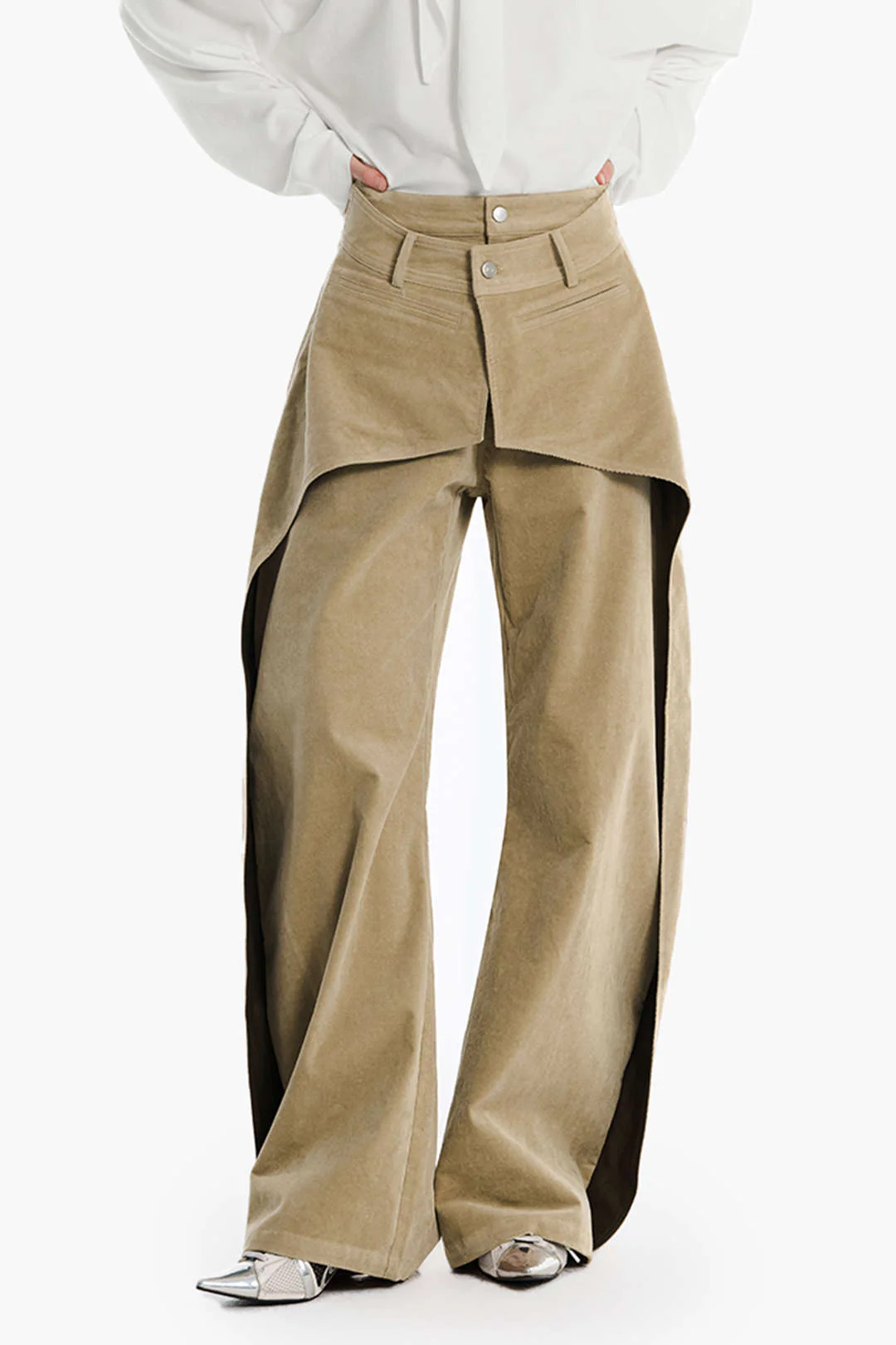Double Waistband Cut Out Pocket Trousers - Image 7