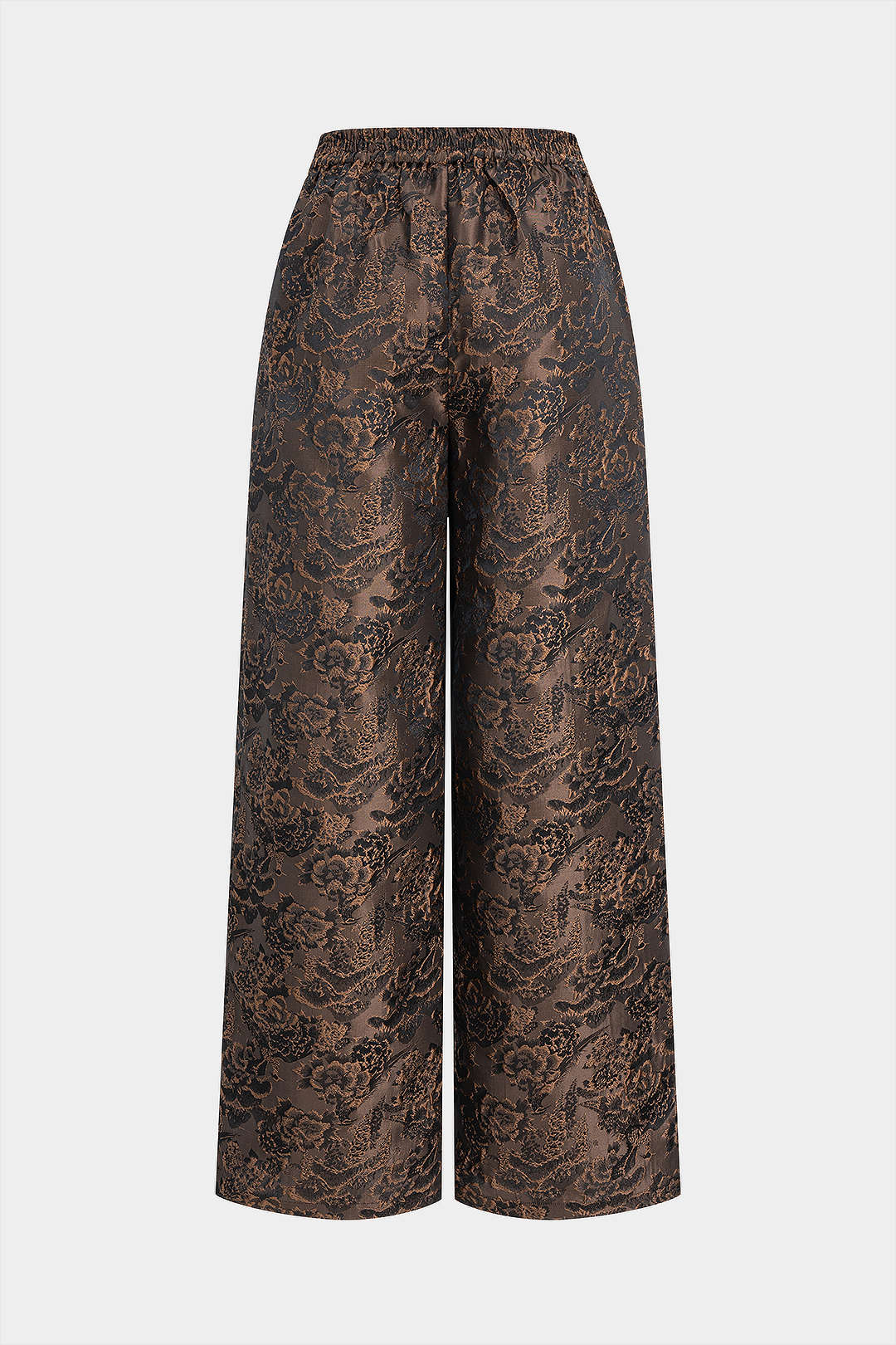 Jacquard Floral Print Shirred Waistband Ruched Pants - Image 2