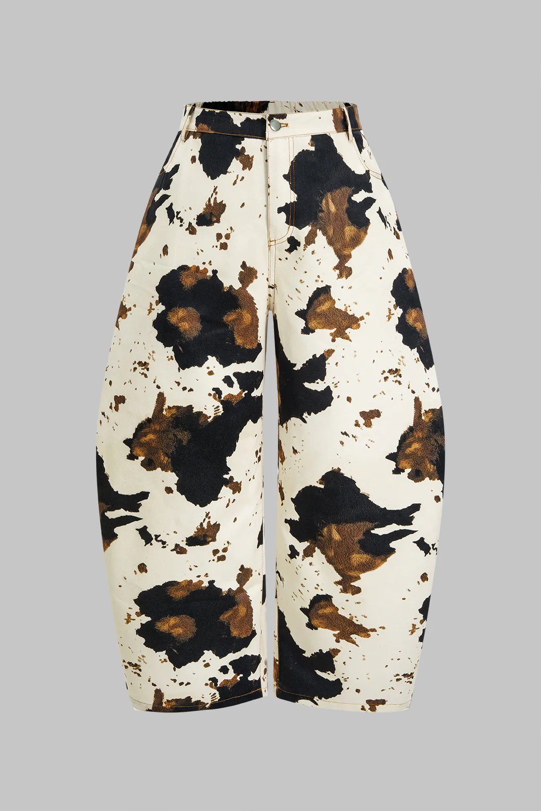 Plus Size Splatter Contrast Print Button Wide Leg Pants