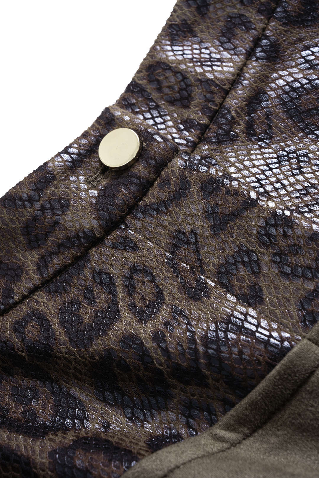 Leopard Snake Skin Print Faux Leather Suede Patchwork Wide Leg Pants - Image 3
