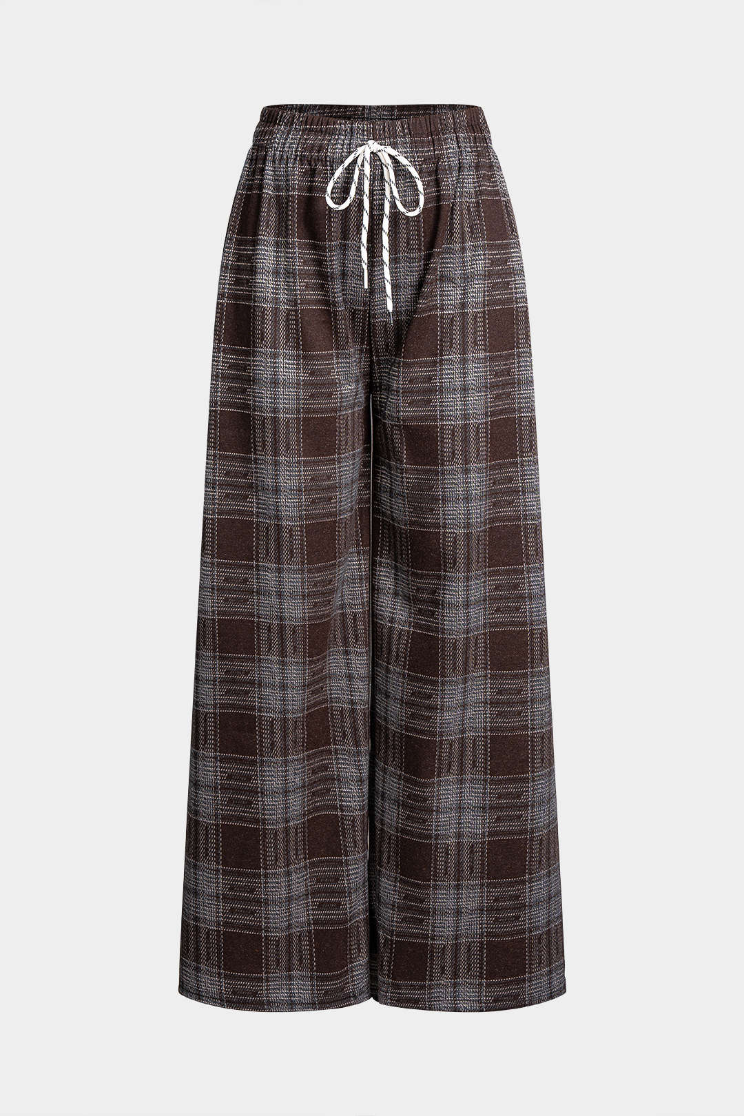 Plaid Print High Waist Drawstring Pants