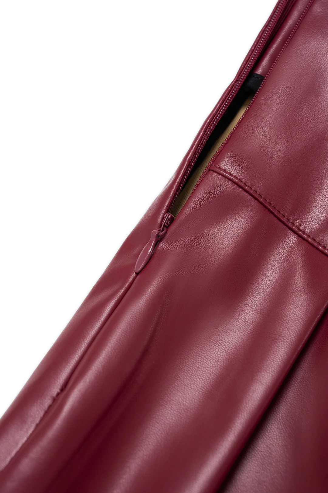Faux Leather Pleated Zipper Pants - Image 3