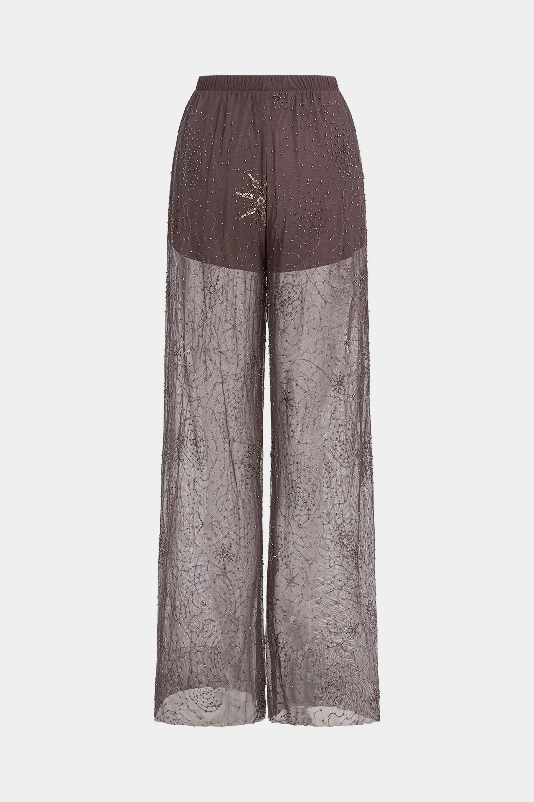 Mesh Beaded Shirred Waistband Pants - Image 2