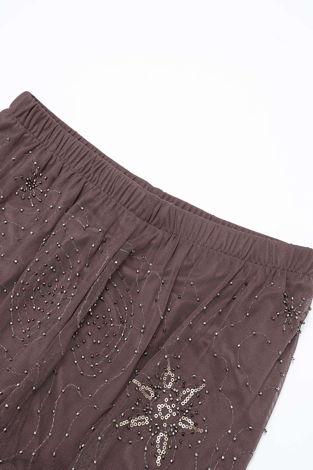 Mesh Beaded Shirred Waistband Pants - Image 3
