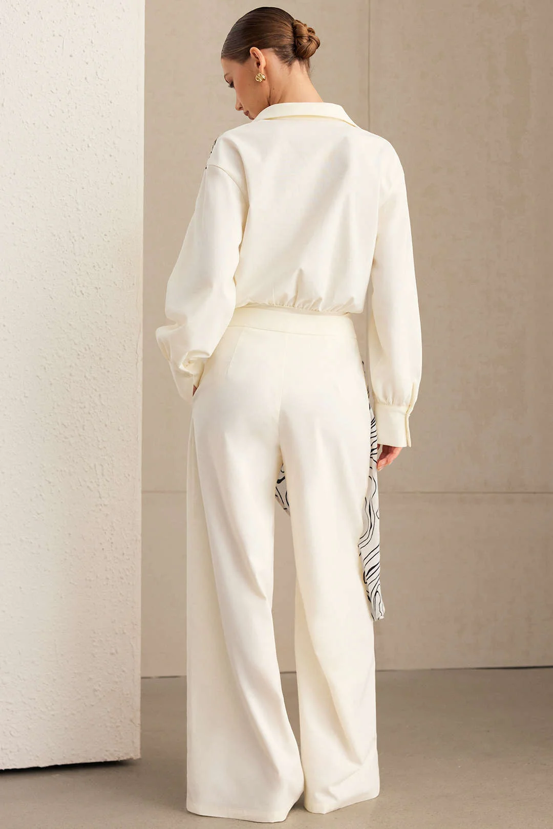 Abstract Print Patchwork Asymmetrical Pants - Image 3