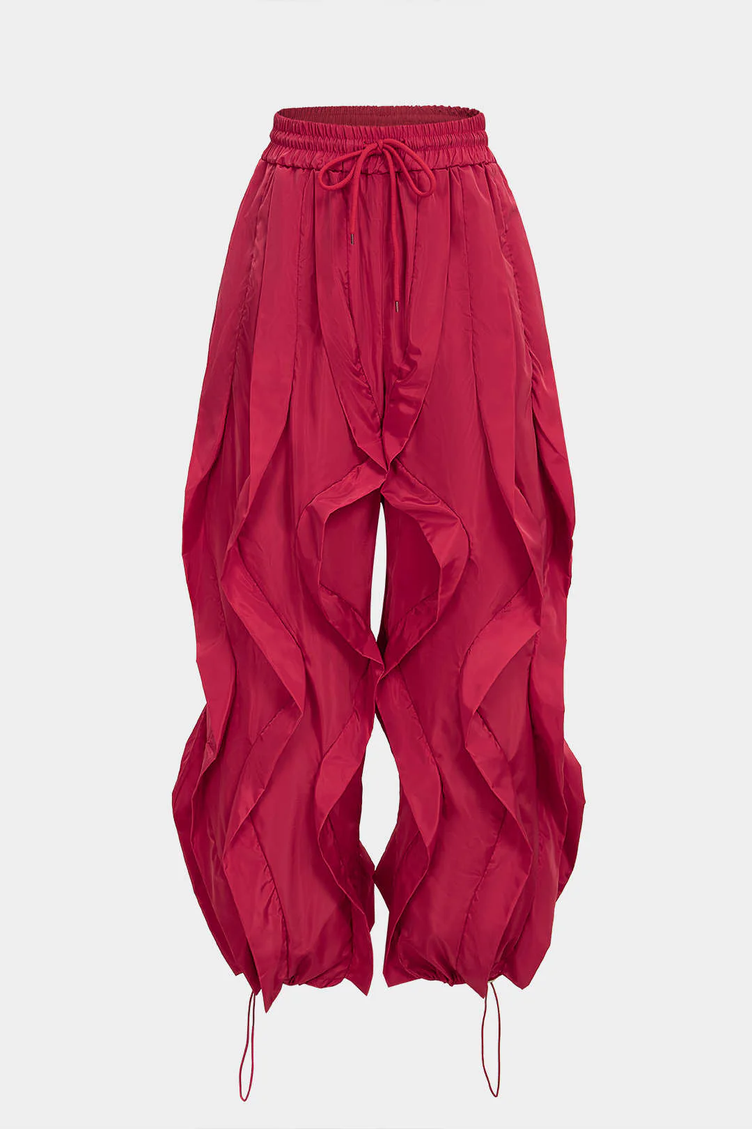 Drawstring Ruffle Detail Wide Leg Pants - Image 2