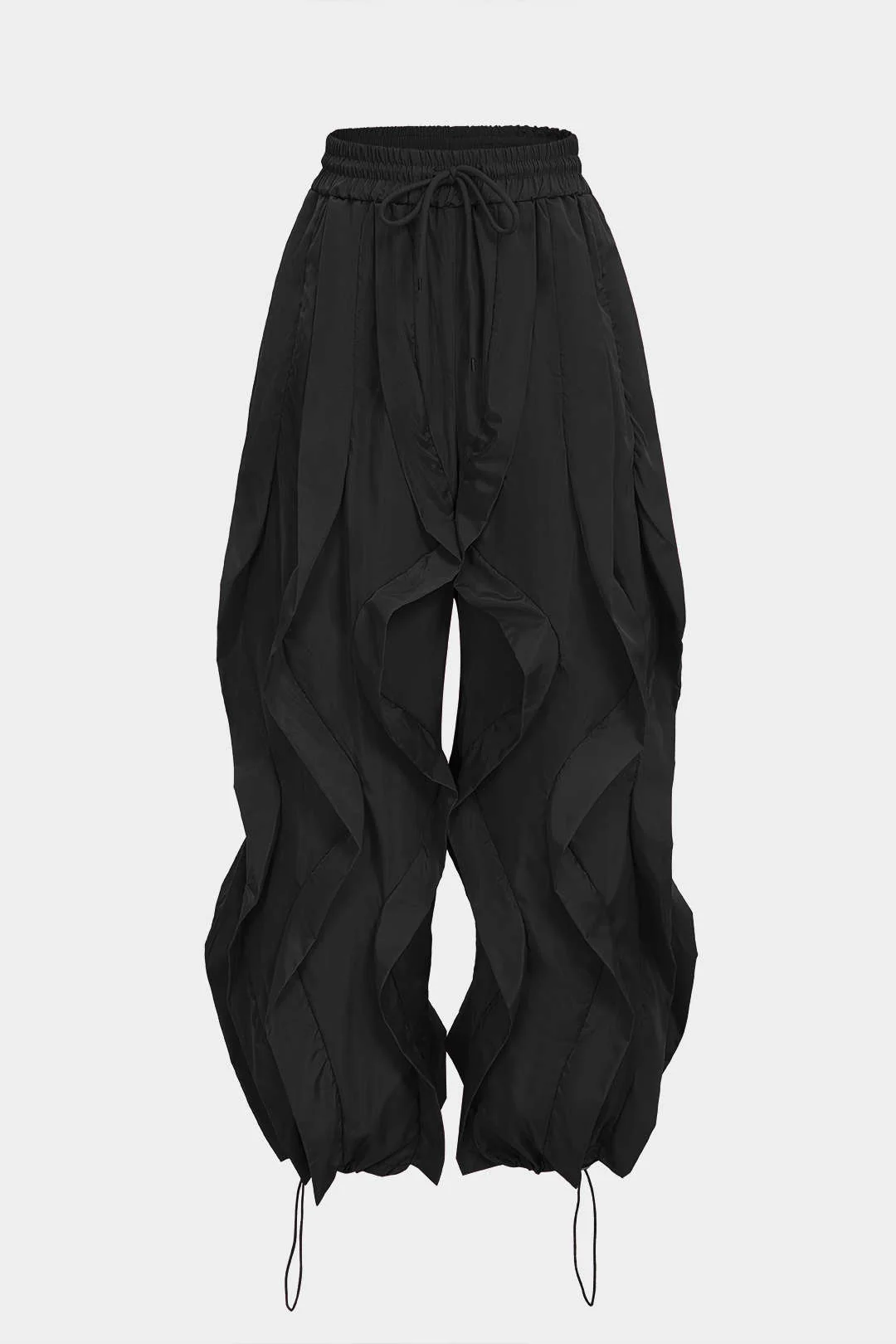 Drawstring Ruffle Detail Wide Leg Pants - Image 6