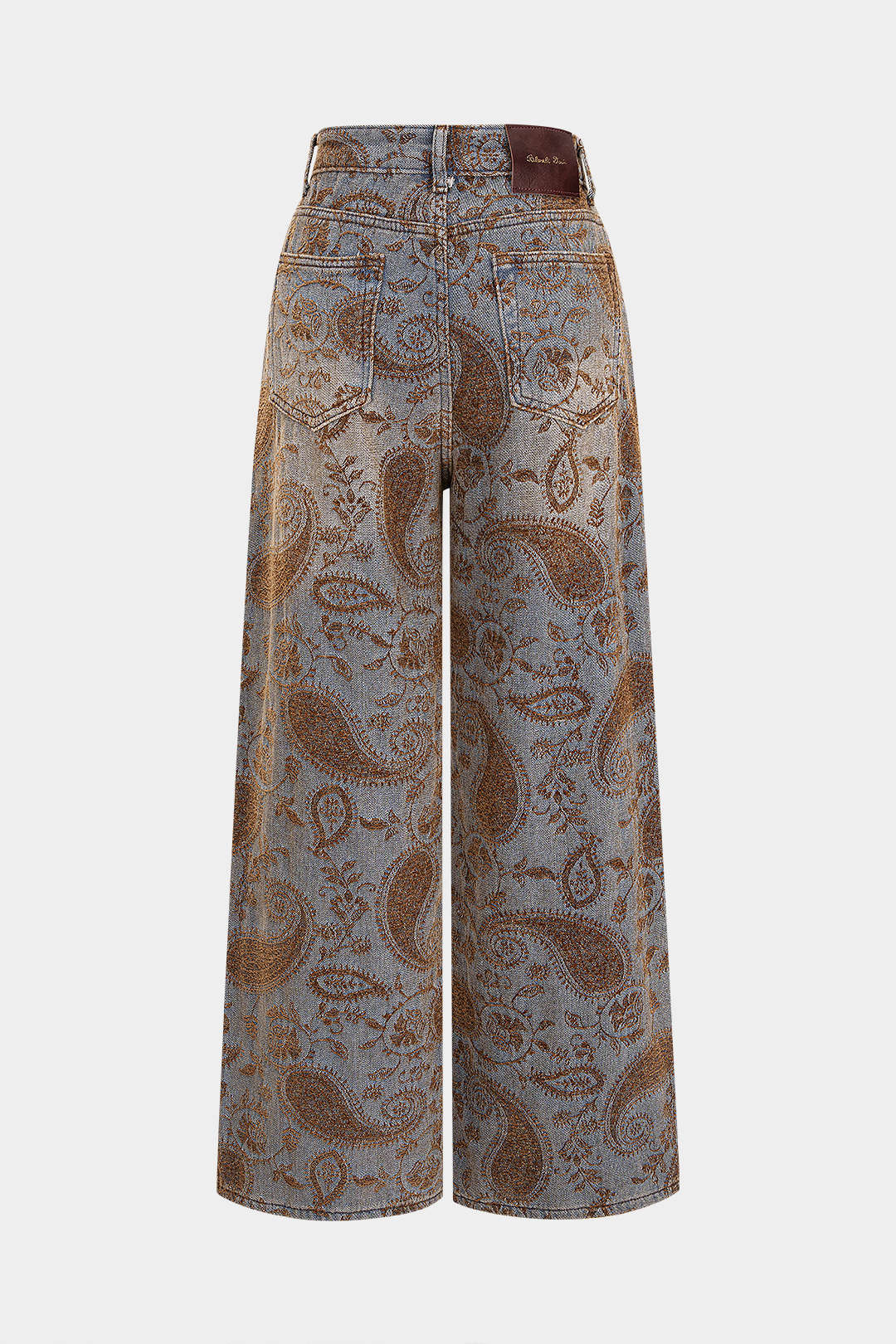 Floral Embroidery Zipper Straight Pants - Image 2
