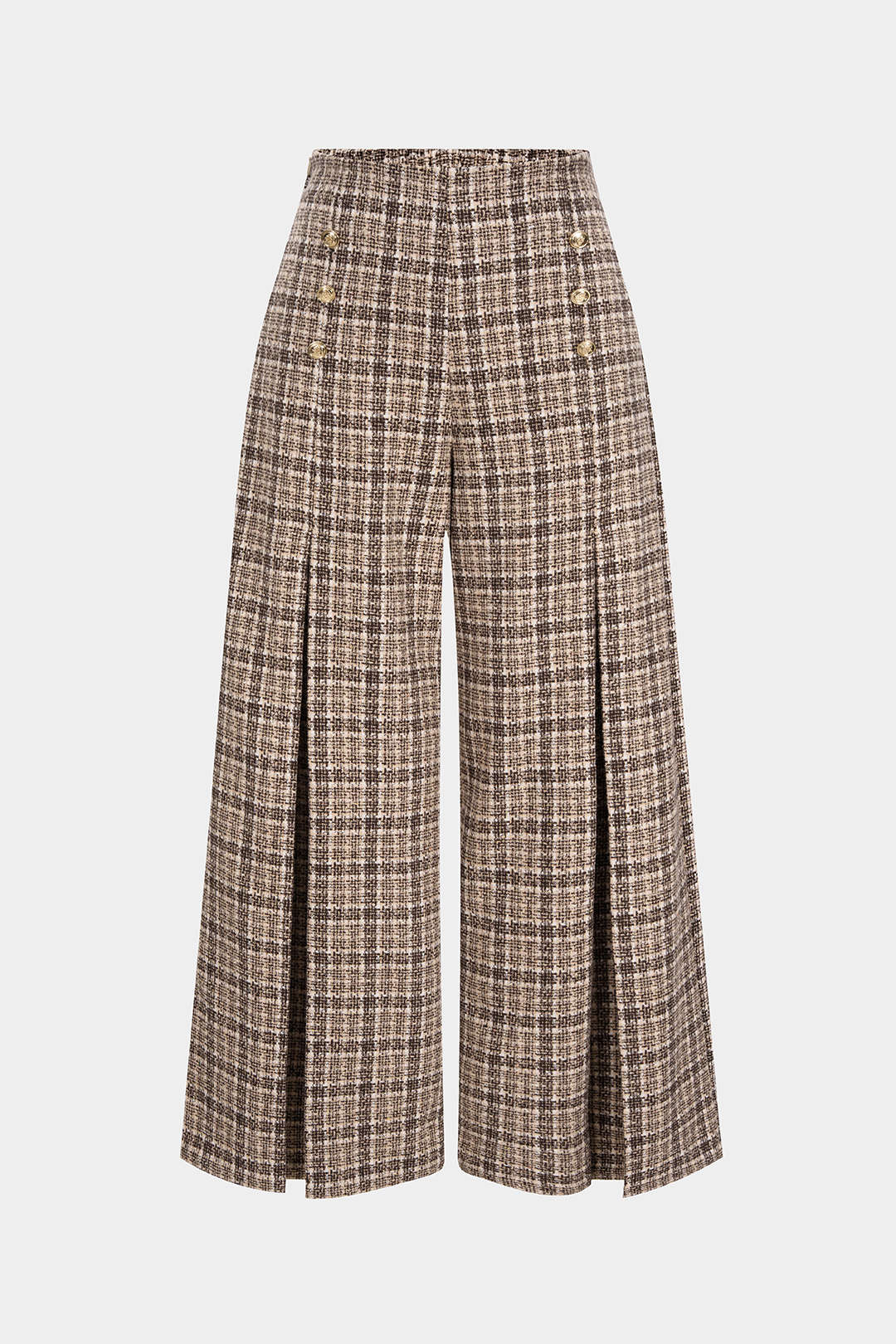 Plus Size Plaid Print Zipper Button Straight Pants