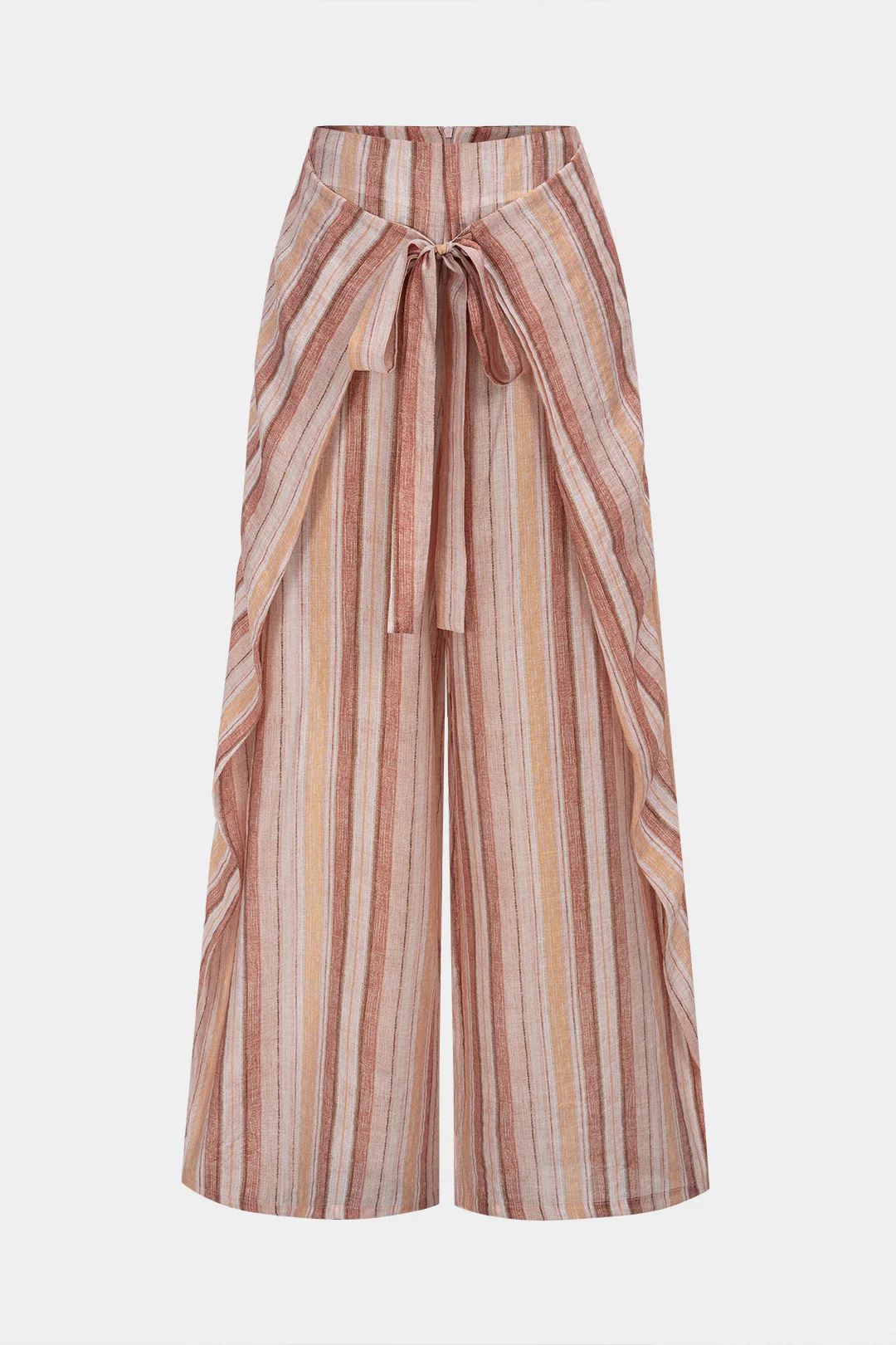 Stripes Print Tie Up Wide Leg Pants