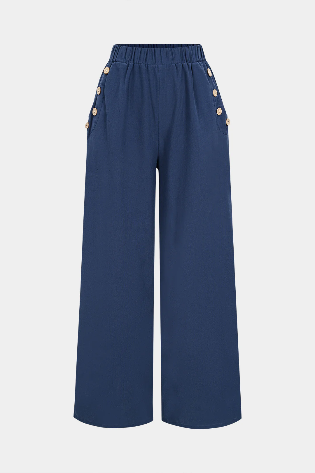 Button Pocket High Waist Wide Leg Pants
