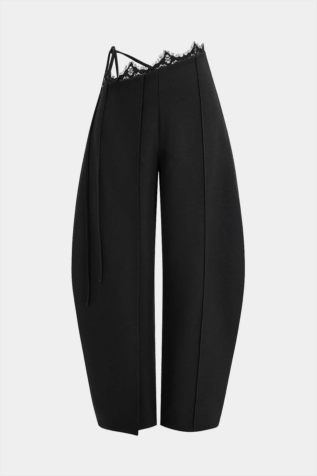 Lace Trim Tie Asymmetrical Wide Leg Pants - Image 11