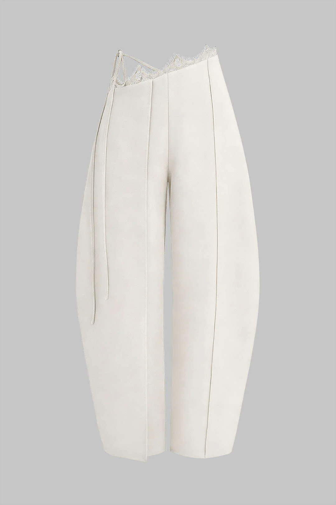 Lace Trim Tie Asymmetrical Wide Leg Pants - Image 15