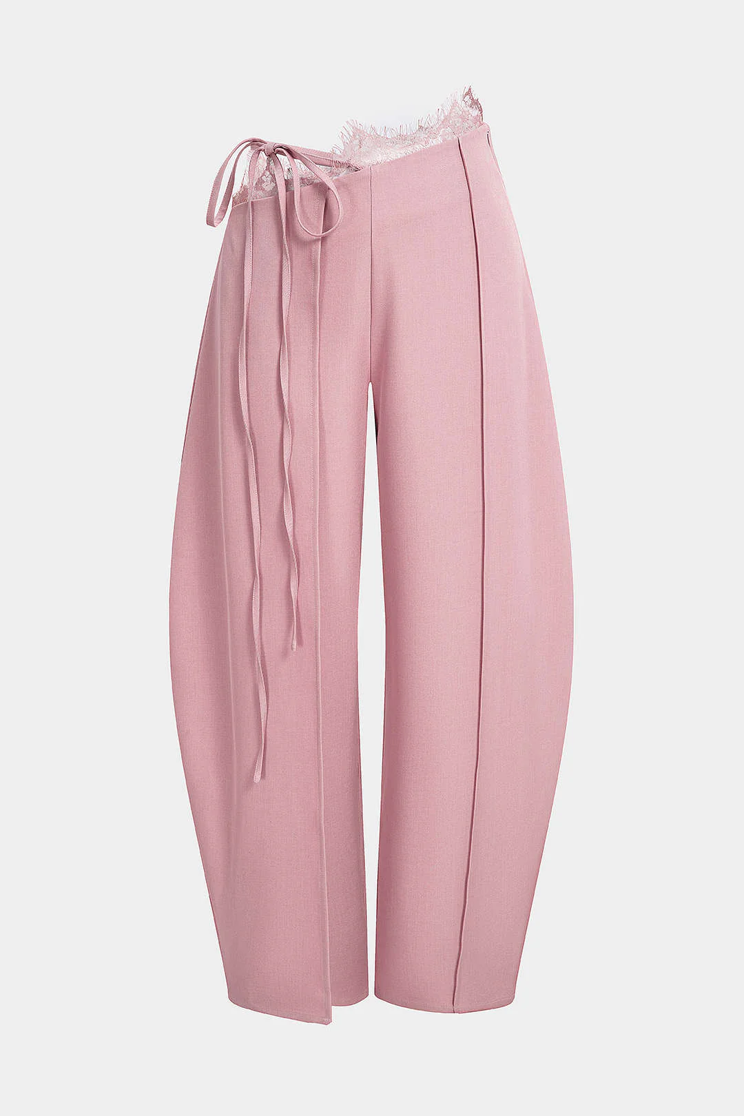 Lace Trim Tie Asymmetrical Wide Leg Pants - Image 17