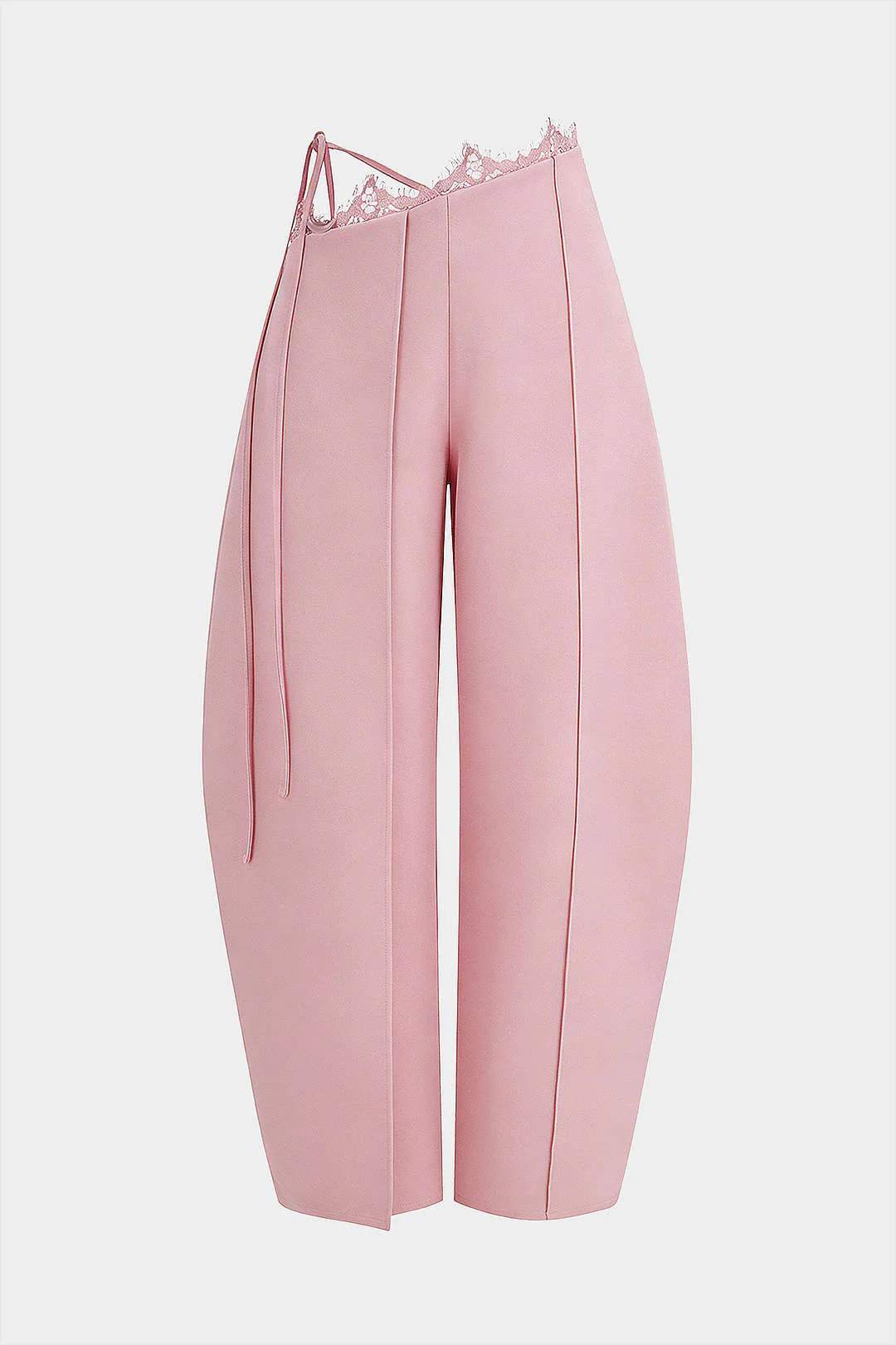 Lace Trim Tie Asymmetrical Wide Leg Pants - Image 18